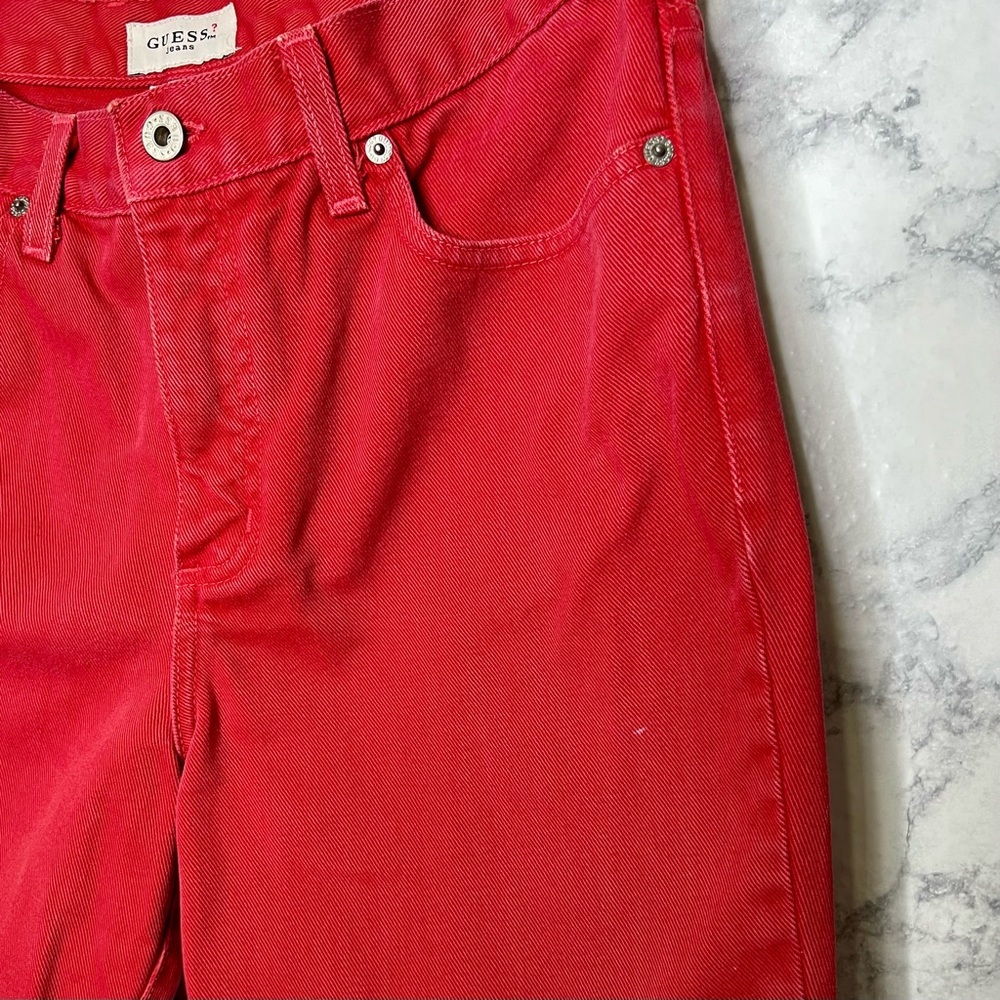 Guess 90s Red High Rise Canvas Jeans Made In USA Women’s 32 - Picture 5 of 13